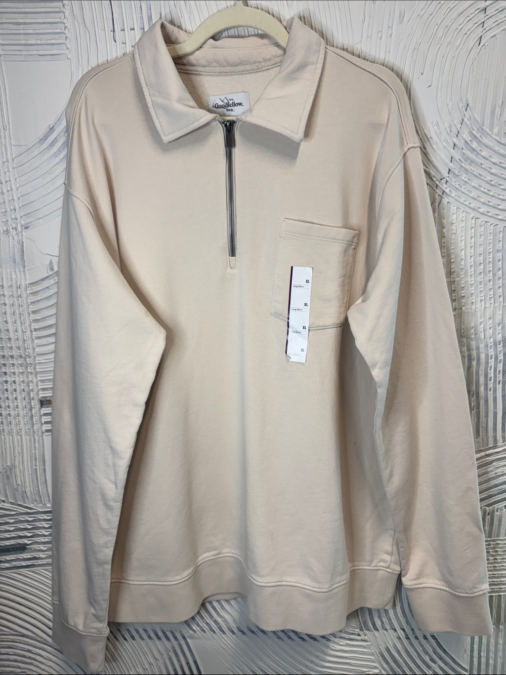 Goodfellow & Co Cream Zip-Front Pullover Sweater N0723